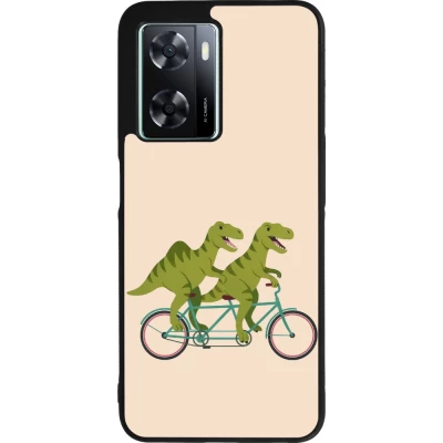 Coque OPPO A57 5G - Silicone rigide noir Dinosaurs on bikes 2026