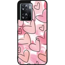 Coque OPPO A57 5G - Silicone rigide noir Easter 2023 pink hearts
