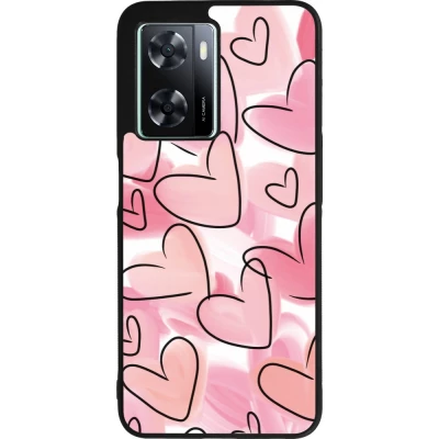 Coque OPPO A57 5G - Silicone rigide noir Easter 2023 pink hearts