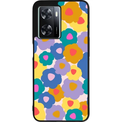 Coque OPPO A57 5G - Silicone rigide noir Easter 2024 flower power