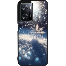 OPPO A57 5G Case Hülle - Silikon schwarz Schneeflocke Solar Glanz