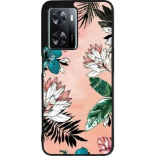 OPPO A57 5G Case Hülle - Silikon schwarz Flowers Artprint