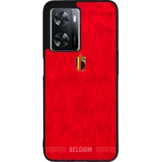 Coque OPPO A57 5G - Silicone rigide noir Maillot de football Belgique 2026 personnalisable