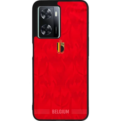 Coque OPPO A57 5G - Silicone rigide noir Maillot de football Belgique 2026 personnalisable