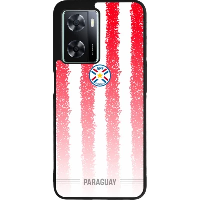 Coque OPPO A57 5G - Silicone rigide noir Maillot de football Paraguay 2026 personnalisable