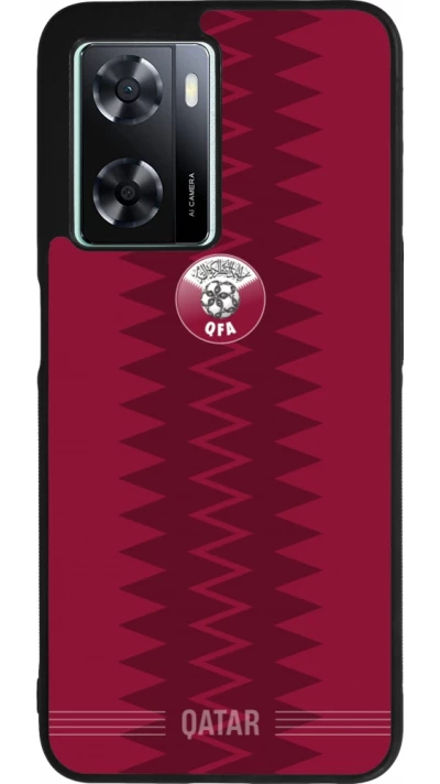 Coque OPPO A57 5G - Silicone rigide noir Maillot de football Qatar 2026 personnalisable