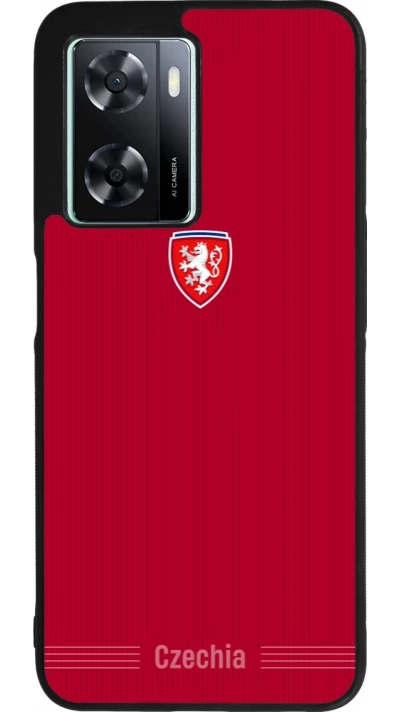Coque OPPO A57 5G - Silicone rigide noir Maillot de football Répuplique Tchèque 2026 personnalisable