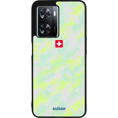 Coque OPPO A57 5G - Silicone rigide noir Maillot de football Suisse Away 2026 personnalisable