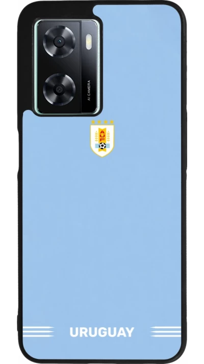 Coque OPPO A57 5G - Silicone rigide noir Maillot de football Uruguay 2026 personnalisable