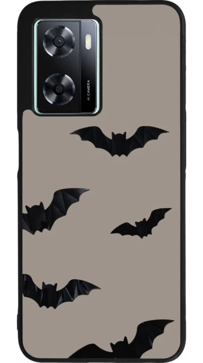Coque OPPO A57 5G - Silicone rigide noir Halloween 2026 Bats