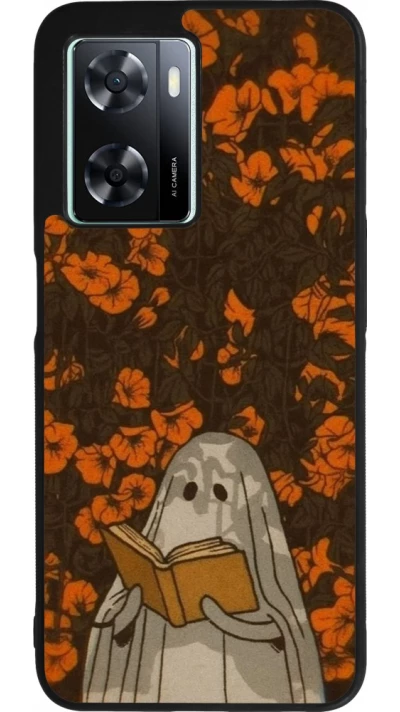 Coque OPPO A57 5G - Silicone rigide noir Halloween 2026 Ghost reading