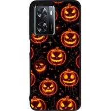 Coque OPPO A57 5G - Silicone rigide noir Halloween 2026 Pattern Pumpkins