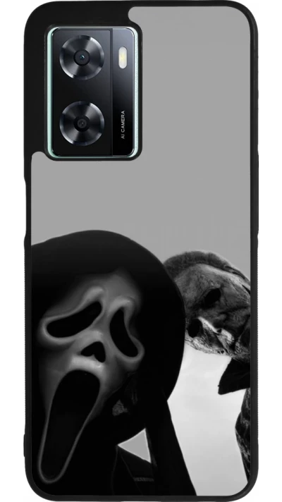 Coque OPPO A57 5G - Silicone rigide noir Halloween 2026 Scream and Michael Myers