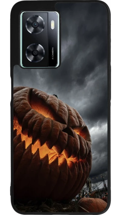 Coque OPPO A57 5G - Silicone rigide noir Halloween 2026 The Wicked Pumpkin