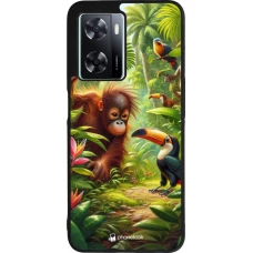 OPPO A57 5G Case Hülle - Silikon schwarz Tropischer Dschungel Tayrona