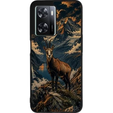 OPPO A57 5G Case Hülle - Silikon schwarz Linocut Gämse