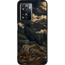 OPPO A57 5G Case Hülle - Silikon schwarz Linocut Grosser Rabe