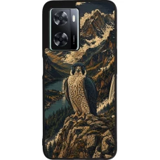 OPPO A57 5G Case Hülle - Silikon schwarz Linocut Wanderfalke