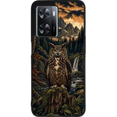 OPPO A57 5G Case Hülle - Silikon schwarz Linocut Uhu