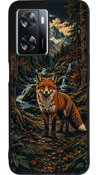 Coque OPPO A57 5G - Silicone rigide noir Linocut Renard