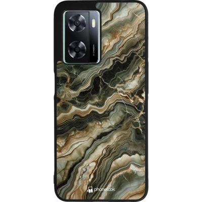 Coque OPPO A57 5G - Silicone rigide noir Marbre Olive