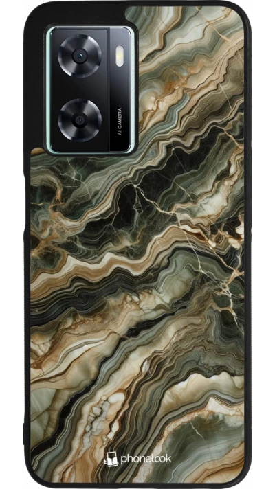 Coque OPPO A57 5G - Silicone rigide noir Marbre Olive
