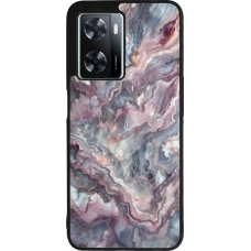 Coque OPPO A57 5G - Silicone rigide noir Marbre violette argentée