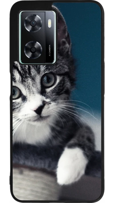 Coque OPPO A57 5G - Silicone rigide noir Meow 23