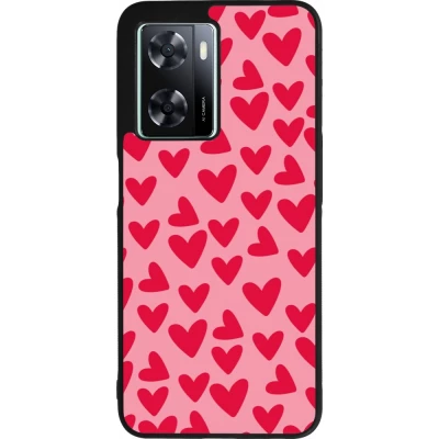 Coque OPPO A57 5G - Silicone rigide noir Mom 2024 petits coeurs