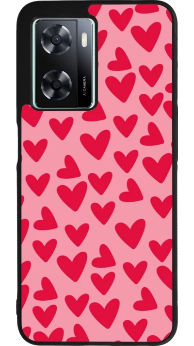 Coque OPPO A57 5G - Silicone rigide noir Mom 2024 petits coeurs