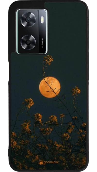 Coque OPPO A57 5G - Silicone rigide noir Moon Flowers