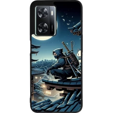 Coque OPPO A57 5G - Silicone rigide noir Ninja sous la lune
