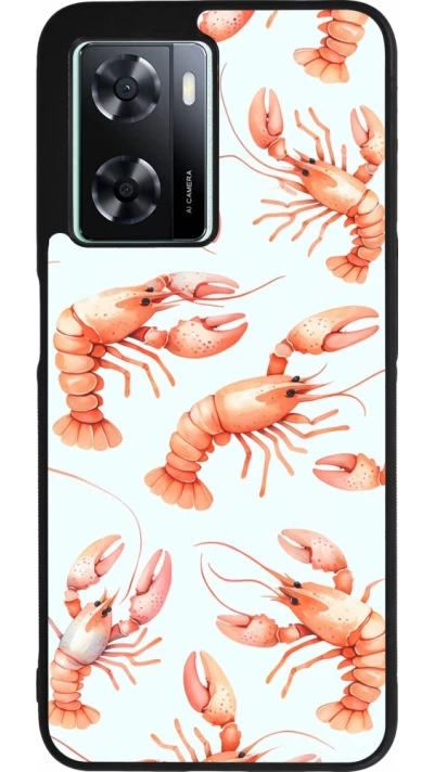 OPPO A57 5G Case Hülle - Silikon schwarz Muster von pastellfarbenen Hummern