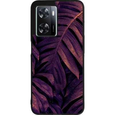 Coque OPPO A57 5G - Silicone rigide noir Purple Light Leaves