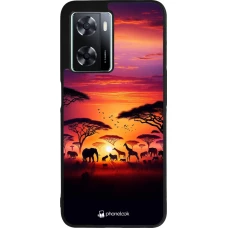 Coque OPPO A57 5G - Silicone rigide noir Safari sunset wildlife