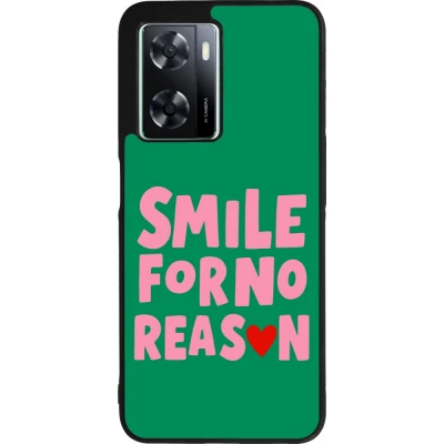 Coque OPPO A57 5G - Silicone rigide noir Smile for no reason 2026