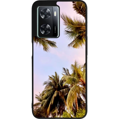 Coque OPPO A57 5G - Silicone rigide noir Summer 2023 palm tree vibe