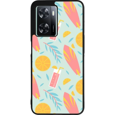 Coque OPPO A57 5G - Silicone rigide noir Summer 2025 Pattern citron