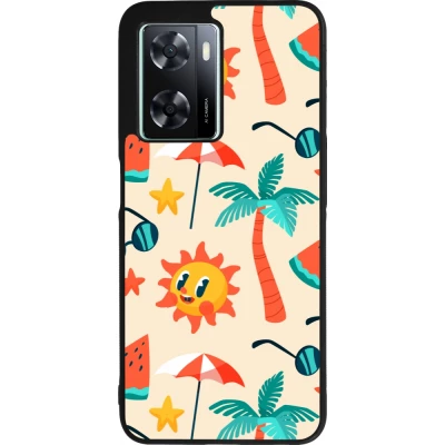 Coque OPPO A57 5G - Silicone rigide noir Summer 2025 Pattern soleil