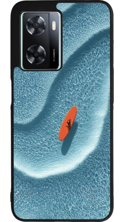 Coque OPPO A57 5G - Silicone rigide noir Orange surf Summer 2026