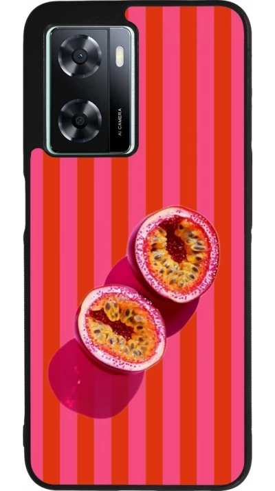 Coque OPPO A57 5G - Silicone rigide noir Passion fruit Summer 2026