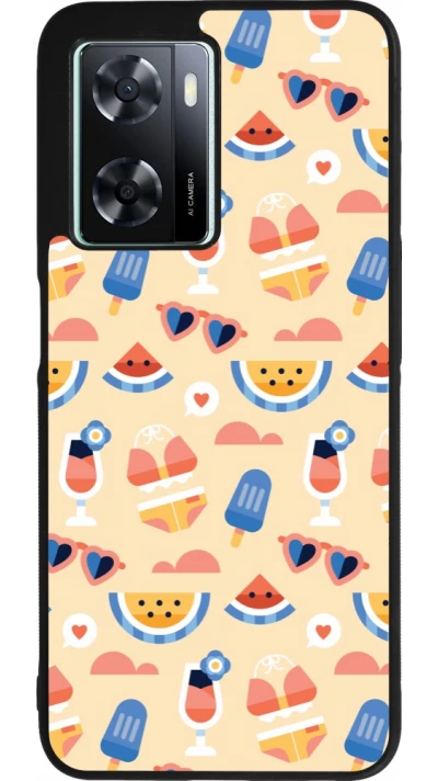 Coque OPPO A57 5G - Silicone rigide noir Pattern Summer 2026