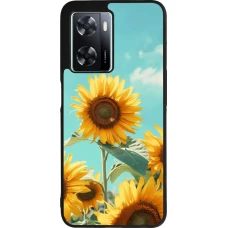 Coque OPPO A57 5G - Silicone rigide noir Sunflowers Summer 2026