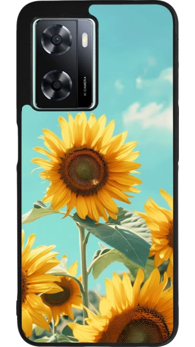 Coque OPPO A57 5G - Silicone rigide noir Sunflowers Summer 2026