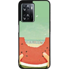 Coque OPPO A57 5G - Silicone rigide noir Views through a watermelon Summer 2026