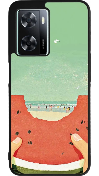 Coque OPPO A57 5G - Silicone rigide noir Views through a watermelon Summer 2026
