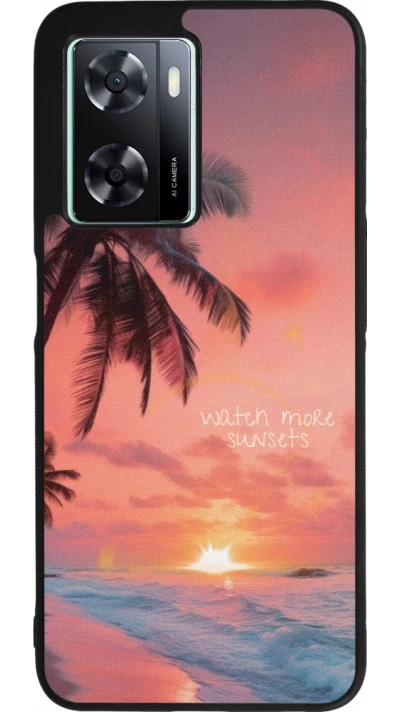 Coque OPPO A57 5G - Silicone rigide noir Watch more sunsets Summer 2026