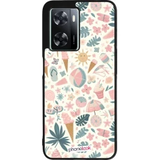 OPPO A57 5G Case Hülle - Silikon schwarz Sommer Pink Muster
