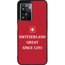 Coque OPPO A57 5G - Silicone rigide noir Switzerland Great Since 1291