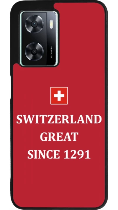 Coque OPPO A57 5G - Silicone rigide noir Switzerland Great Since 1291